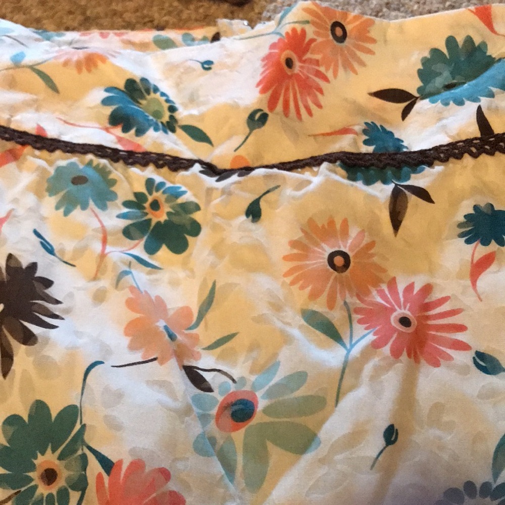 HeartSoul Cream, brown, blue, pink floral skirt - Picture 4 of 8